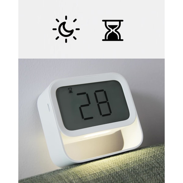 Digital väckarklocka med timer, nattlampa, reseväckarklocka, vit, liten sängklocka, batteridriven, dimbar timer, snooze-funktion
