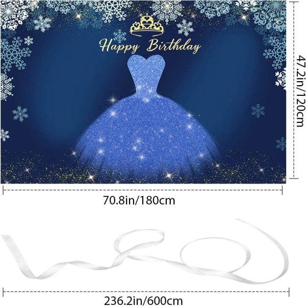 Grattis på födelsedagen Bakgrund Dekorationer Blå Diamant Prinsessa Klänning Födelsedag Bakgrund för Foton