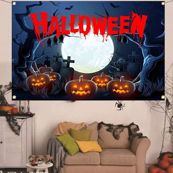 Halloween Pumpa Spöke Banner Bakgrund Halloween Fladdermus Pumpa Fotografi Bakgrund Halloween Utomhus Inomhus Fest Dekorationer