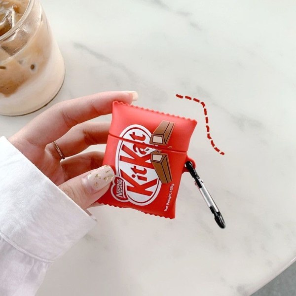Sødt etui til Airpods 2./1. generation, 3D chokolade Snack Skin Design Silikonetui Beskyttende stødsikkert cover med nøglering til Airpods øretelefoner