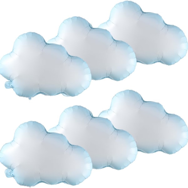 6 stykker 21-tommers hvite skyfolieballonger for babydusj blå hvit på skytema bursdagsfestdekorasjoner (6 stk sky)