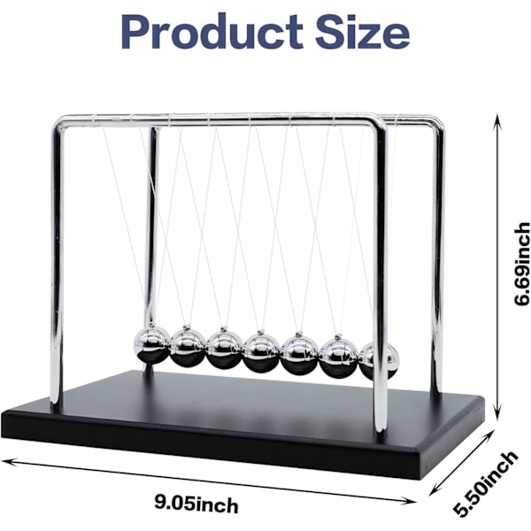 Stor Newtons Vugge Pendel med 7 Kuler, 23 cm Newtons Vugge Balansekuler, Vitenskap Fysikk Skrivebordsleker, Kontor Hjem Skrivebordsdekorasjon, Beroligende Fidgets