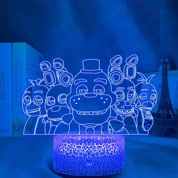 FNAF LED-natlys Anime Five Nights at Freddy's Bedroom Lamp Decor Fødselsdagsgave Five Nights at Freddy's 7 Colors Acryl Light for Nursery Decor