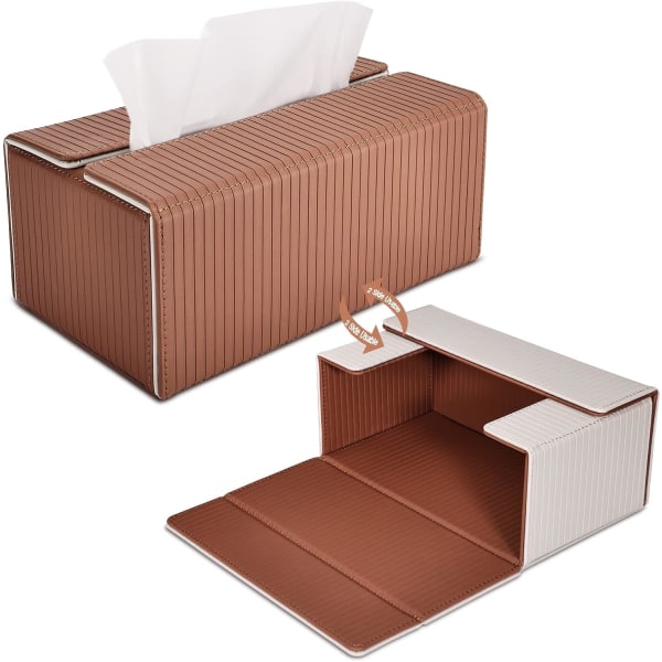 Rektangulär PU-läder servettlådehållare, vändbar för Kleenex, servetter, torktumlare arkdispenser för bil, badrum, kontor, heminredning
