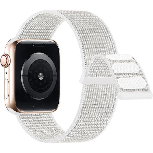 Kompatibel med Apple Watch-armband, sportband i nylon för kvinnor och män, för iWatch Series Ultra 8 7 6 5 4 3 2 1 SE (42/44/45/49 mm, Reflector White)