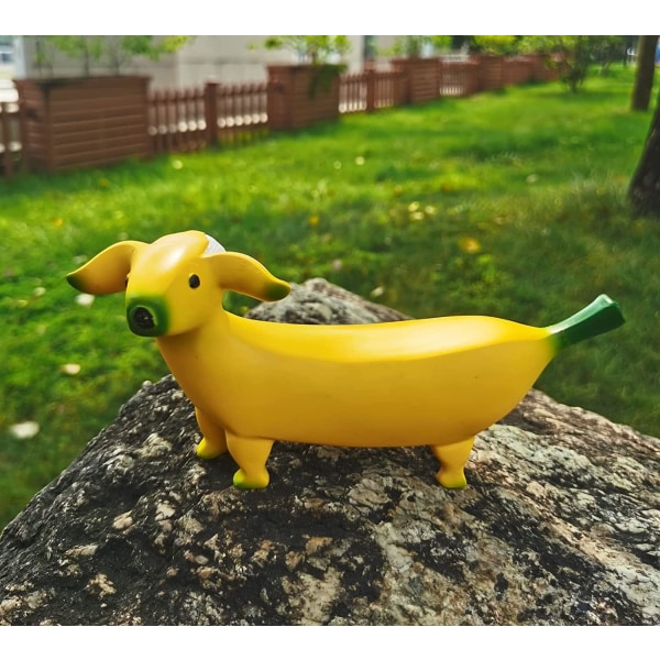 Banan Hund Statue Have Kunst Skulptur Resin Statuer Figurer Ornamenter