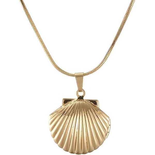 eashell Locket Charm Halskæde til Kvinder Piger, Nautisk Strand Hav Shell Stil, Justerbar Lang Kæde Choker Vedhæng Halskæder Smykker