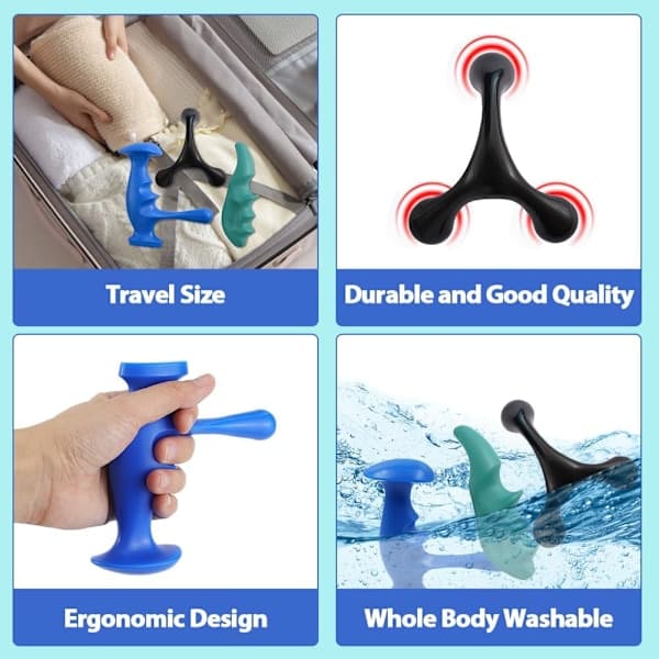 Manual Trigger Point Massage Tool and Thumb Protector for Full Body Deep Tissue Massage, with 3-Leg Massage Knob