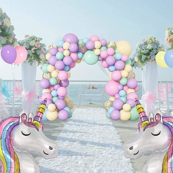 Balloons Arch Garland Kit lasten syntymäpäiväjuhlakoristeisiin (147 kpl Rainbow Unicorn Balloons Arch Garland Kit) (yksisarvinen)