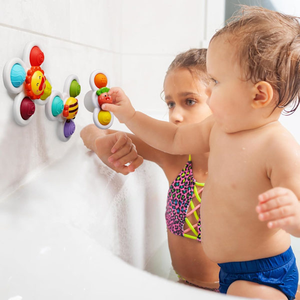 Sugkopp Spinnerz Leksak Baby Badleksaker, Flygplans Reseleksaker, Fidget Spinning Tops Stick Great Badkar Leksaker