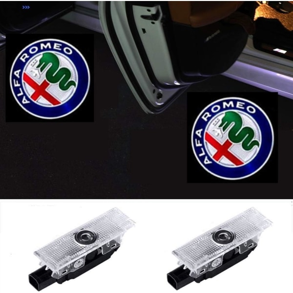 2-pack bildörrslampor Logotyp Projektor Spökljus Puddle Lights Välkommen Emblem Lampa för Alfa Romeo Stelvio (2017-2018) Giulia (2017-2018)
