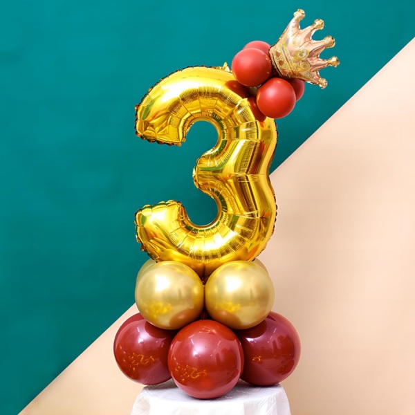 40 tums guld helium mylar folie nummer ballonger, nummer 3 ballong för födelsedagsdekorationer för barn, tillbehör till jubileumsfestdekorationer
