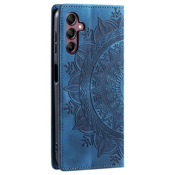 For Samsung Galaxy S25 Wallet Case Cover Shell Mandala Floral Pattern Blå blue