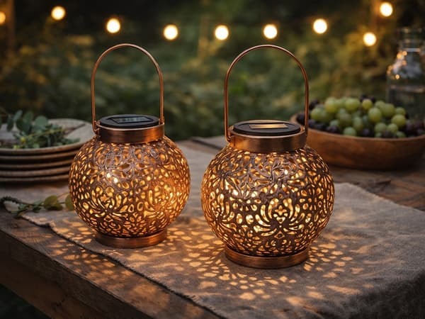 Solar lamp lantern gold copper Koppar orange