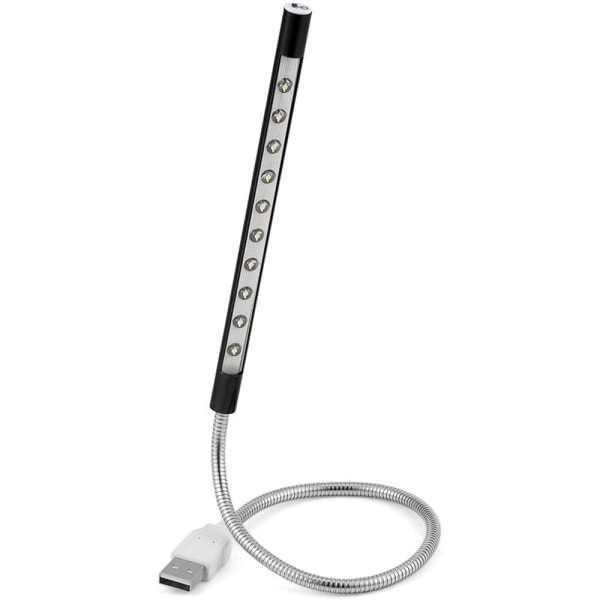 Let USB LED 5V 1W 10 LED Lang Gåsehals Touch Dimmer Lampe Bærbar Computer Tastatur Nattelys - Sort