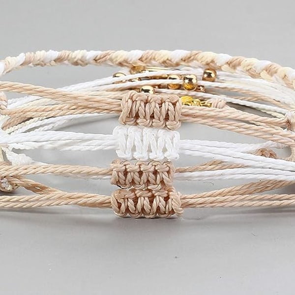 Solsikke armbånd i snor - Håndlaget flettet tau med charms - Boho surfer armbånd for tenåringsjenter og kvinner