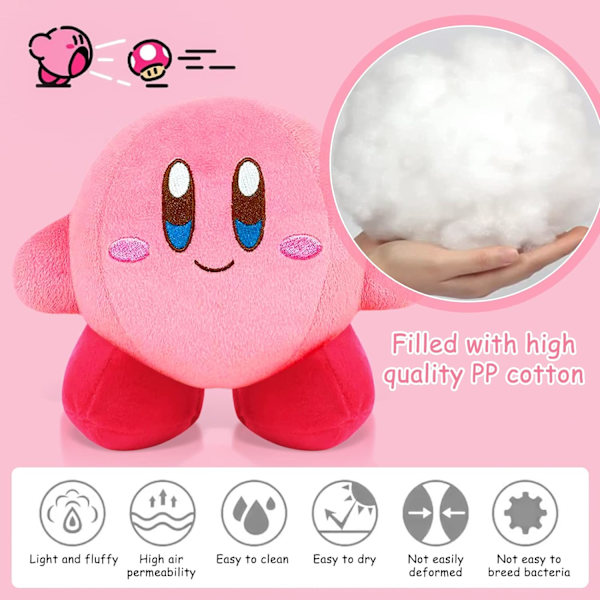 Kirby Plyschleksak, 14cm Kirby Plyschleksak, Kirby Plyschdocka, Kirby Plyschleksak Bedårande Mjuk Plyschdocka Kirby Plyschdocka för Födelsedagspresent (Rosa)
