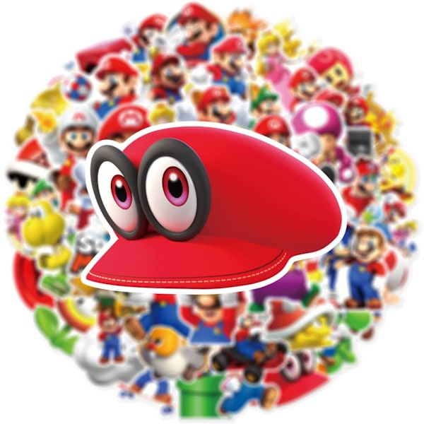 50 kpl Super Mario -tarroja, sarjakuvapeli vinyylitarra kannettavalle tietokoneelle, vesipullolle, kitaralle, pyörälle, autolle, moottoripyörälle, matkatavaroille, graffiteille, lapsille, teini-ikäisille