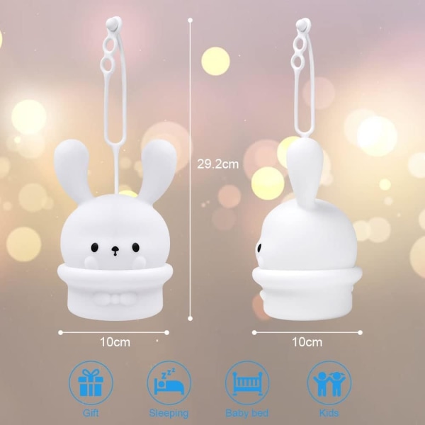 9 väriä silikonilamppu USB ladattava CAN ajastaa Lasten yövalo Deco-lamppu joulukoristeisiin Lastenhuoneen syntymäpäivälahja (kani)