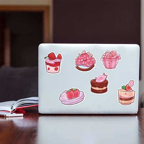 50 stk. søde dessert-klistermærker, vandtætte vinyl-klistermærker til vandflaske, bagage, skateboard, bærbar computer, computer, scrapbog, lyserøde æstetiske klistermærker