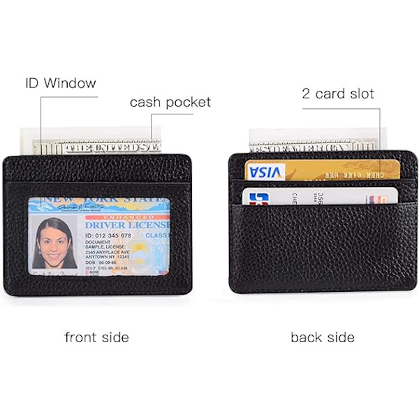 Kreditkortshållare Slim Plånbok Läder Minimalistisk Plånbok med ID-fönster