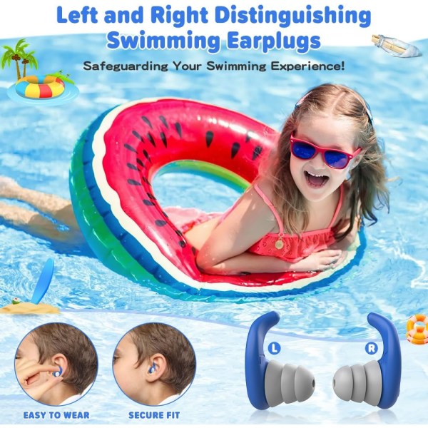 Svømmeørepropper til voksne - 3 par bløde og vandtætte silikone ørepropper til svømmere, perfekt til surfing, snorkling, pool og brusebad