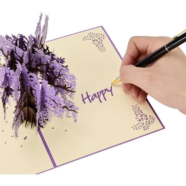 Wisteria Pop Up-kort, 3D-gratulationskort för mors dag, Thinking of You, Tack, årsdag, alla tillfällen - för fru, make, flickvän, pojkvän