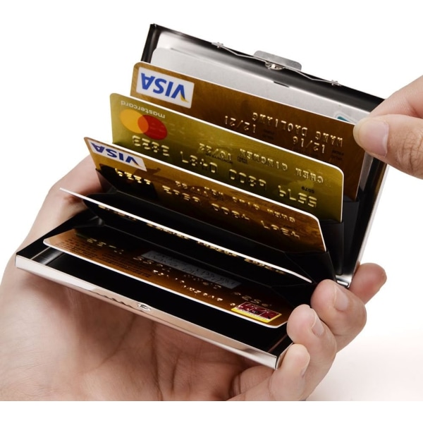 Luottokorttipidike ruostumaton teräs case metallinen henkilökorttiteline RFID-lompakot Käyntikorttikotelo naisille tai miehille, sininen