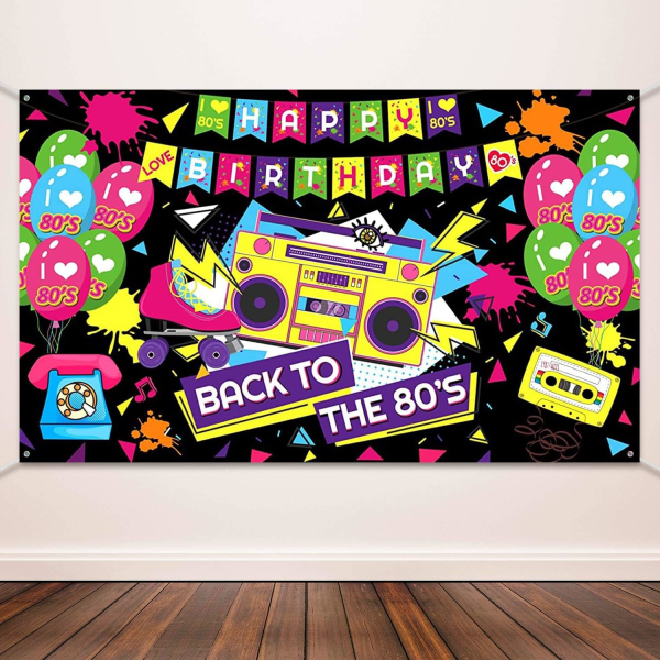 80-talsfestdekoration Tillbaka till 80-talstema Banner 80-talsbakgrund Hip Hop Fotobakgrund för 80-talets födelsedagsdekoration Retro festtillbehör