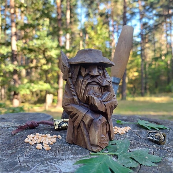 Viikinkipatsas Barbarian Resin - Viikinkipatsas Viikinki | Norjalaisen jumalan Odin-patsas, viikinkibarbaaripatsas puutarhasuihkulähteille