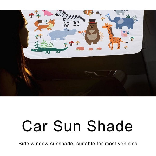 Bilsidesolgardin, søtt tegneseriemønster for bilsidevindu, solskjerm for venner og foreldre