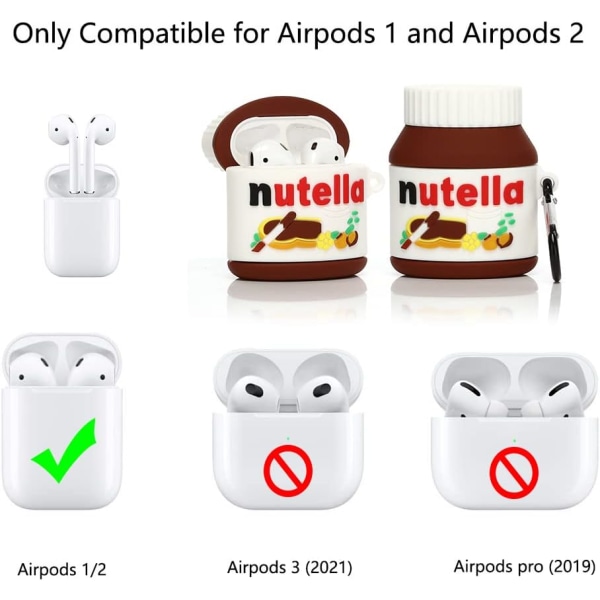 Sött fodral för Airpods 2:a/1:a generationen 2019/2016, 3D choklad silikonfodral skyddande stöttåliga skydd med nyckelring för Airpods öronsnäckor