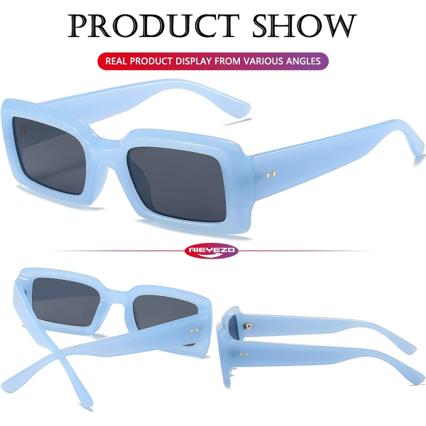 Tykke, tykke rektangulære solbriller for kvinner Menn Moderne små firkantede solbriller Mote fete, smale solbriller