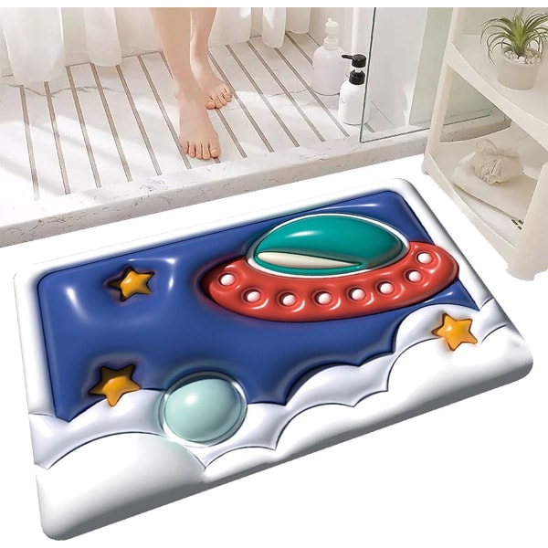 Superabsorberende gulvmåtte Absorberende skridsikker bademåtte Memory Foam bademåtte Blød hurtig tørrende bademåtte 3D planetform Diatom muddermåtte