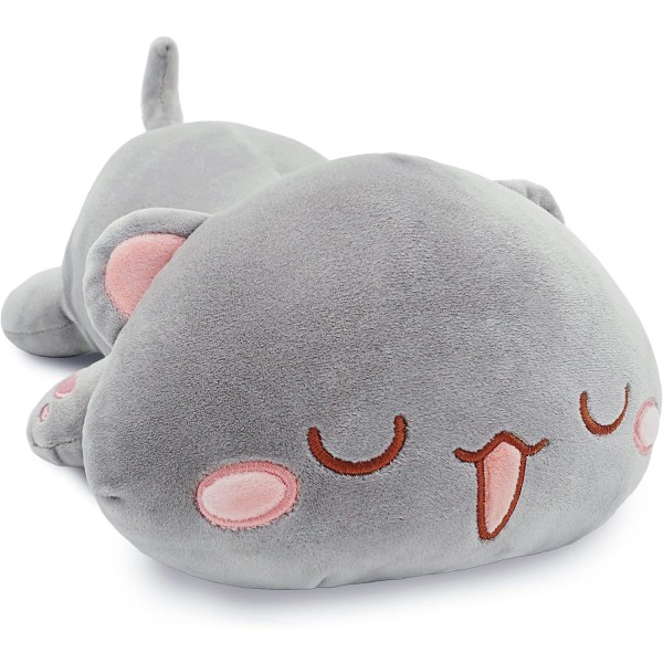 Cute Kitten Plush Toy Stuffed Animal Pet Kitty Soft Anime Cat Plush Pillow for Kids (Gray B, 25.5")