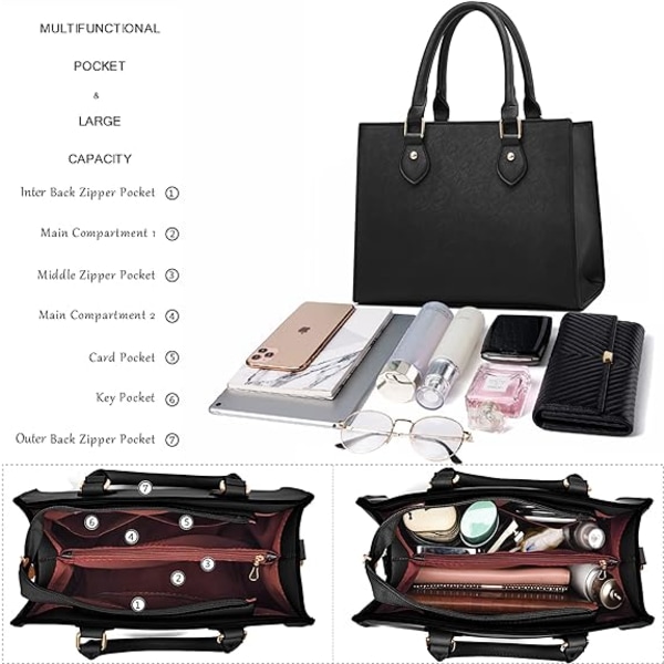 Crossbody-tasker og håndtasker til kvinder PU-læder Tote Top-håndtag Satchel-skuldertasker
