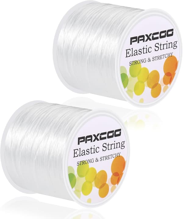 2 Rolls Elastic Thread for Bracelets, Stretchy Magic Elastic Cord Beading Thread Jewelry String for Bracelets, Necklaces, Clay Beads, Pon Parent White