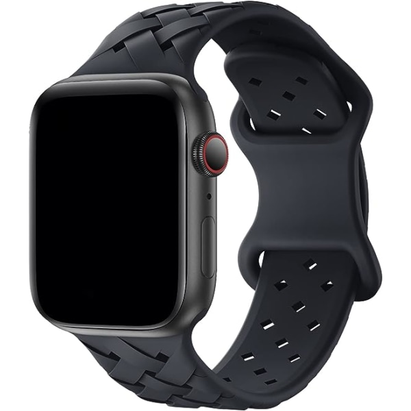 Silikone flettet vævet rem kompatibel med Apple Watch 38mm 40mm 41mm, udskiftning silikone sport åndbar rem til kvinder mænd-Midnight