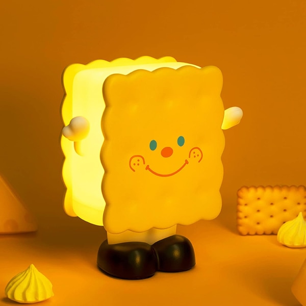 Söt Squishy Cookie sänglampa, Kawaii Food Silicon Light Up för pojkar och flickor, LED-dekor nattlampa för toddler och barnrum.
