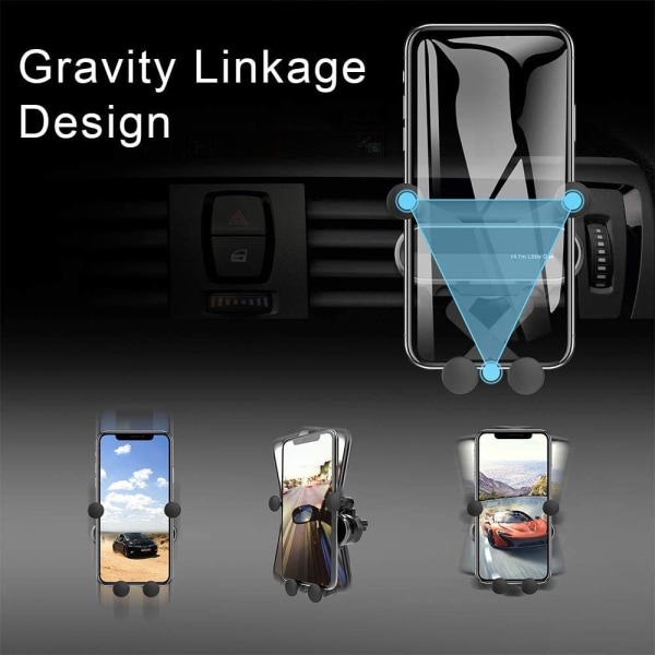 Biltelefonholder, Gravity Universal Telefonholder Smarttelefonholder med luftventil med 360° rotasjon, for Phone12/12 Pro, Samsung