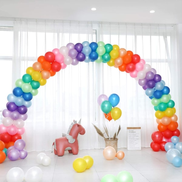 120 ballonger assortert farge 12 tommer regnbue lateks ballonger, 12 lyse farger festballonger for bursdag Baby shower bryllupsfest rekvisita bue