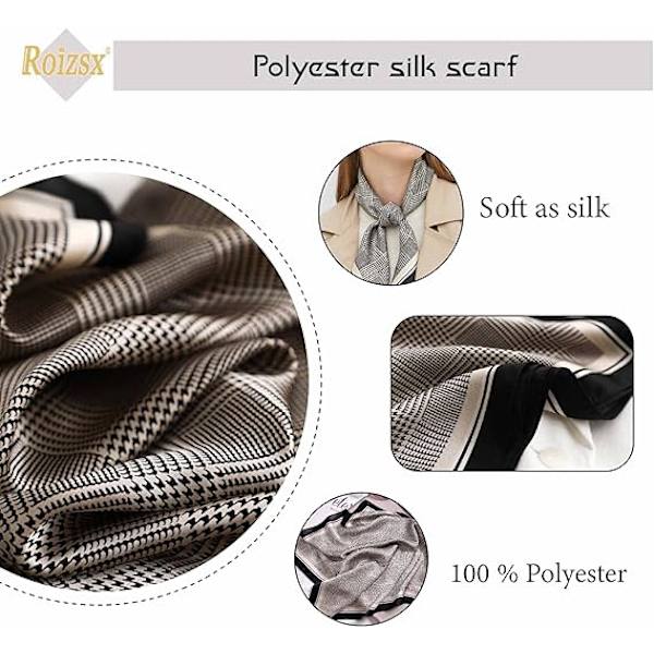 Muodi hiustenkuivain naisille Kevyt silkkinen huivi Pään huivi Neliö Bandanas 27,5 × 27,5 tuumaa