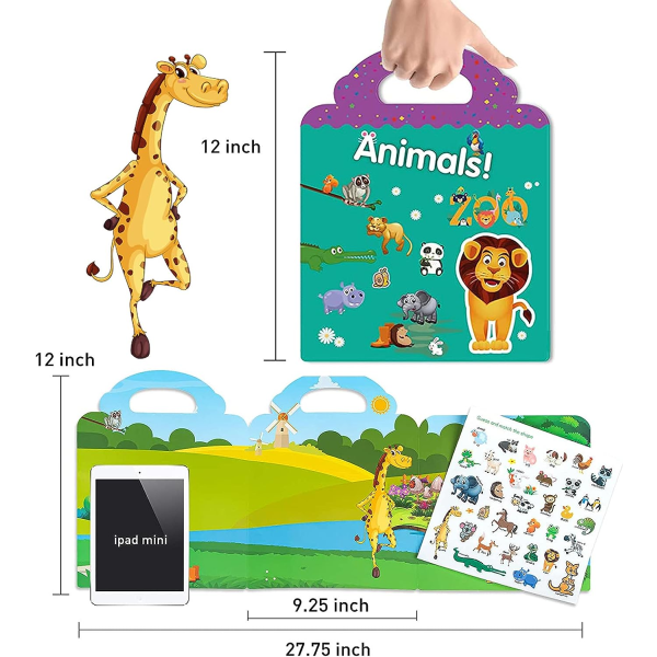 3 Pakke Klistremerkebøker for Barn 2-4, Gjenbrukbare Klistremerker for Småbarn Småbarn Reise Læringsleker Veiturbøker Må Ha Klistremerker for Barn