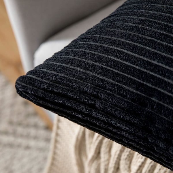 Pakke med 2 fløjls pudebetræk 12 x 20 tommer lændepudebetræk sorte pudebetræk til sofa soveværelse sofa