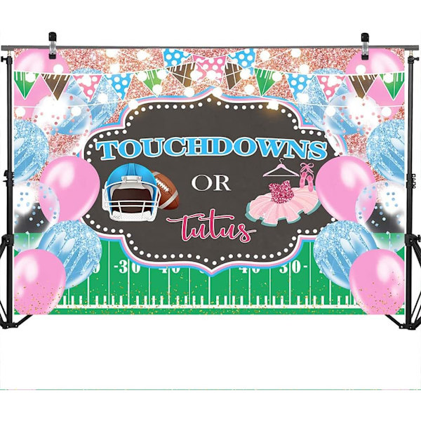 Touchdowns eller Tutus Kön Reveal Bakgrund Amerikansk Fotboll Tema Kön Neutral Fest Bakgrund Baby Shower Banner Dekoration Bakgrund 7x5ft