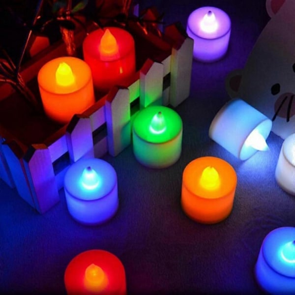 Flammeløse LED-lys Batteridrevne Lys Telys Lampe Bryllup Bursdagsfest Dekorasjoner Colorful