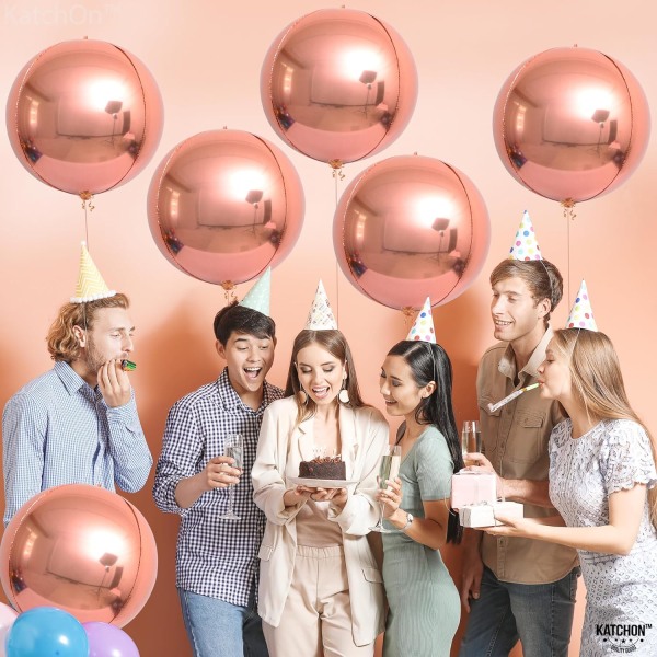 Jätteliknande roséguld ballong - 22 tum, 6-pack | Metalliska roséguld folie ballonger, roséguld festdekorationer | Roséguld Mylar ballonger