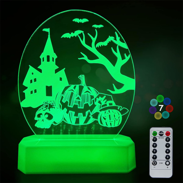 3D Halloween Night Light, Halloween LED Lights Decor, 3D Bordslampa, 3D Effect Night Light Decoration Halloween Indoor Luminous Decor