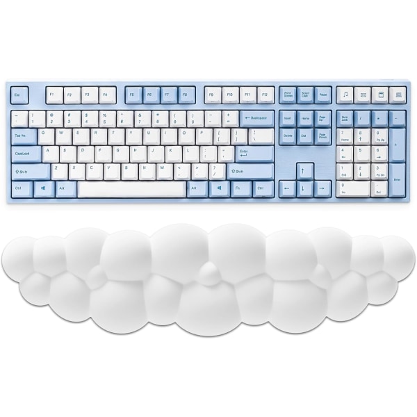 Cloud håndledsstøtte tastatur, Memory Foam håndledsstøtte til computertastatur, ergonomisk håndledsstøtte til tastatur til smertelindring ved skrivning - hvid