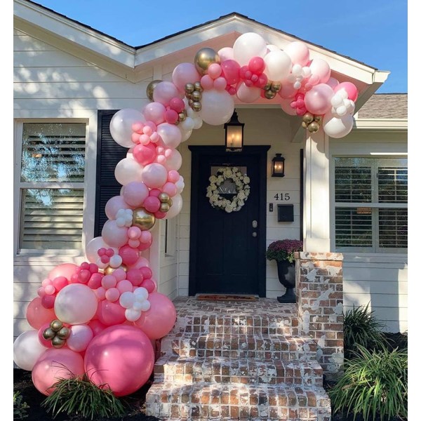 Pink Rose og Guld Girlande Buesæt til Pige Fødselsdagsfest Bryllup Brudebruser Babyshower og Feriefest Dekorationer